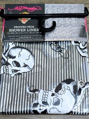 Ed Hardy Skull & Stripes Peva Shower Curtain